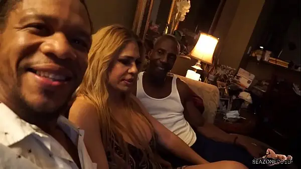 Colombian Dirty-Talking MILF Pounded by Two Massive BBCs